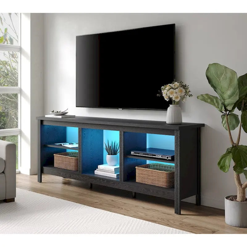 Meuble TV classique de 70 pouces, console TV pour téléviseur de 75 pouces avec LED
