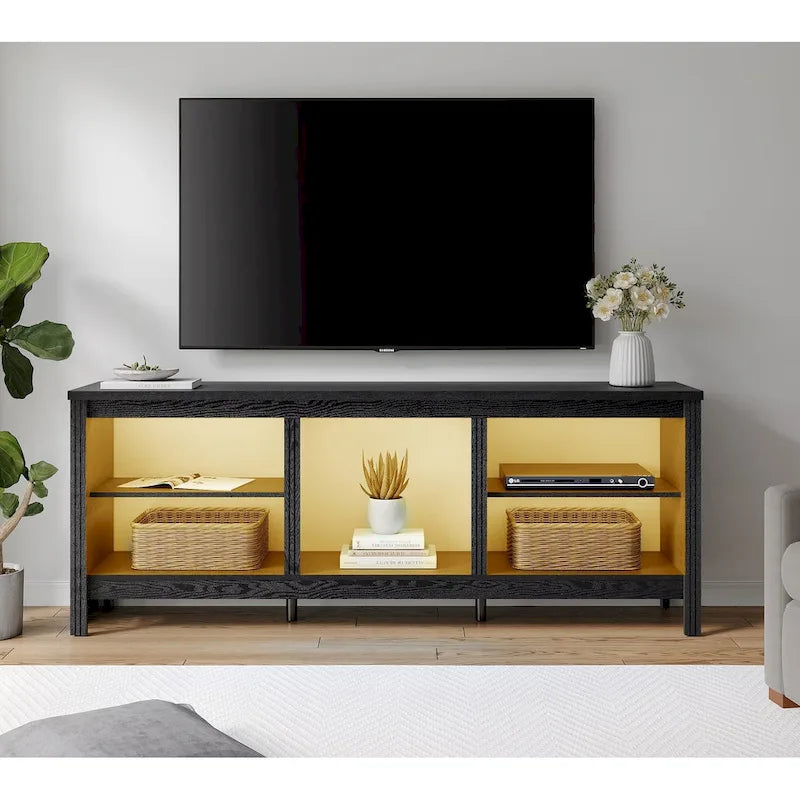 Meuble TV classique de 70 pouces, console TV pour téléviseur de 75 pouces avec LED