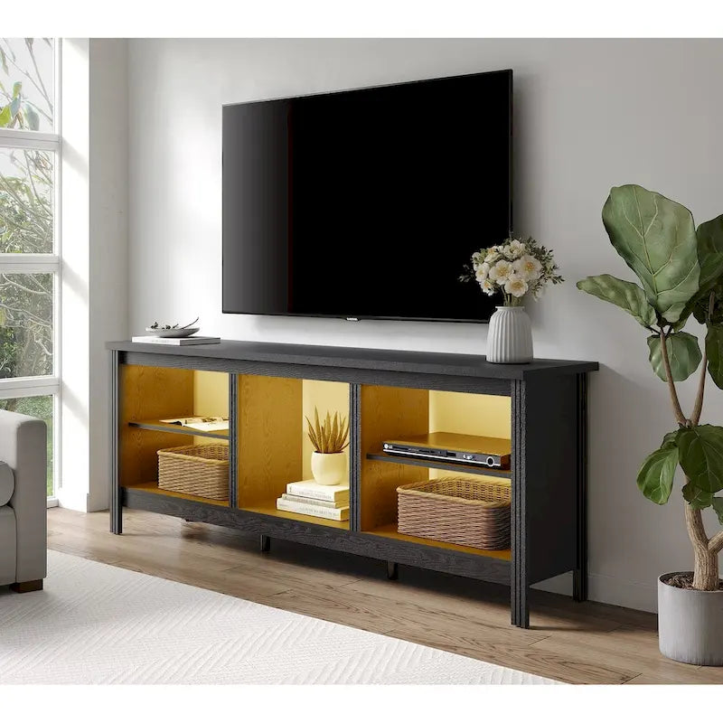 Meuble TV classique de 70 pouces, console TV pour téléviseur de 75 pouces avec LED