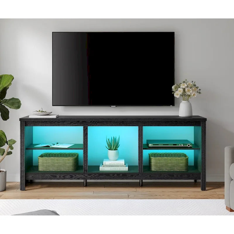 Meuble TV classique de 70 pouces, console TV pour téléviseur de 75 pouces avec LED
