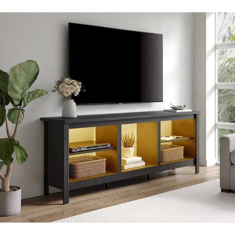 Meuble TV classique de 70 pouces, console TV pour téléviseur de 75 pouces avec LED