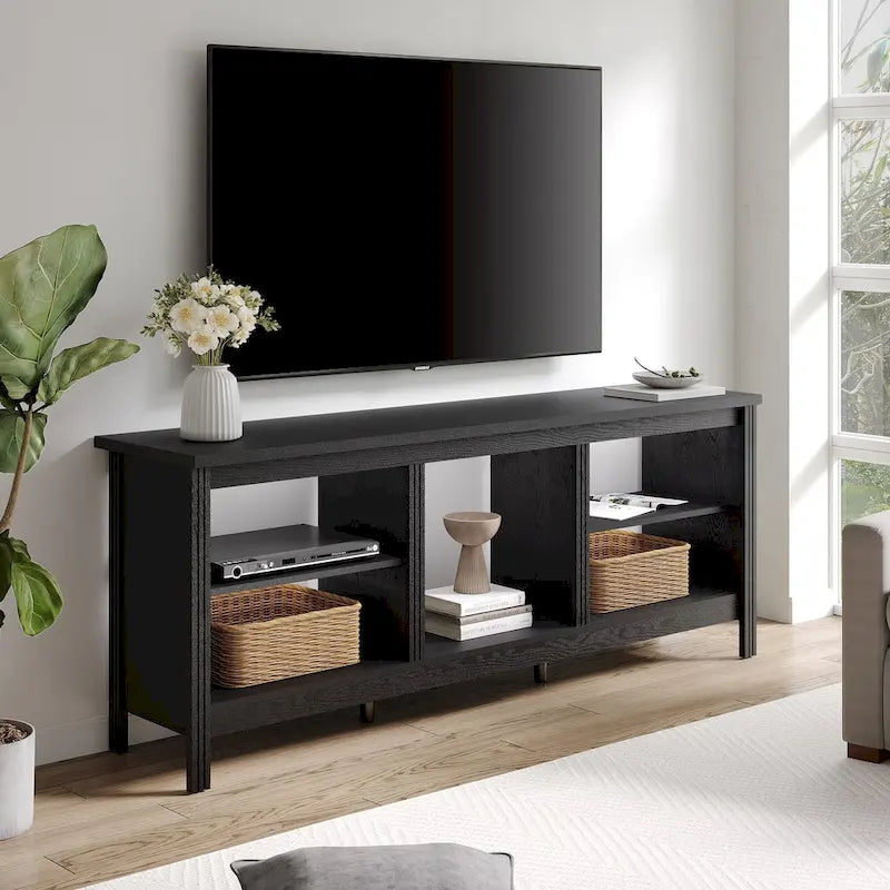 Meuble TV classique de 70 pouces, console TV pour téléviseur de 75 pouces avec LED