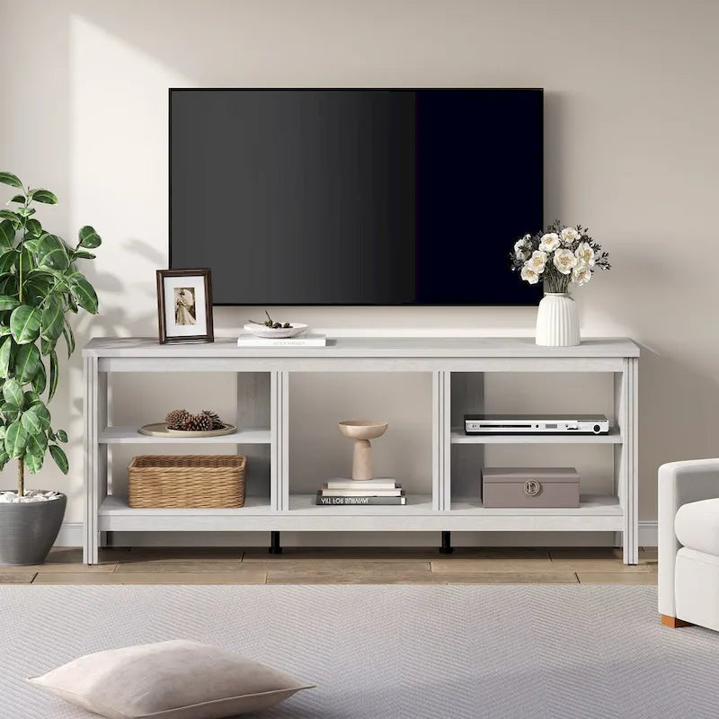 Meuble TV classique de 70 pouces, console TV pour téléviseur de 75 pouces avec LED