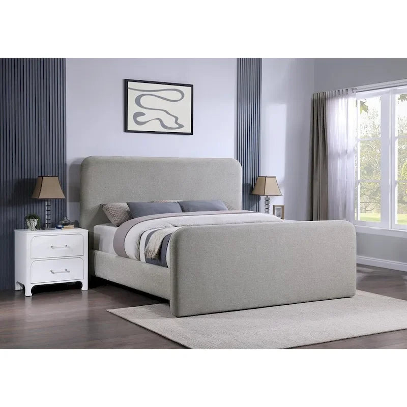 Kendra Grey Upholstered Platform Bed