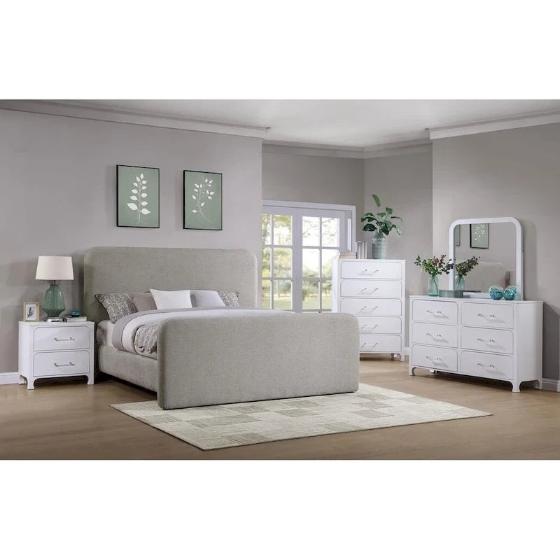 Gepolstertes Plattformbett in Grau