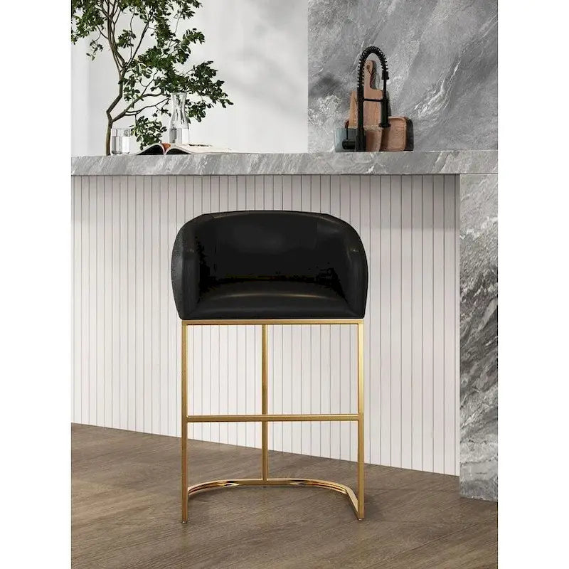 Mid-century modern faux leather upholstered bar stool