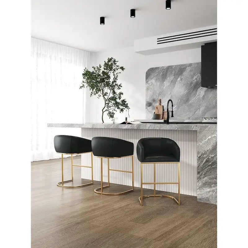 Barhocker im Mid-Century-Modern-Stil mit Kunstlederbezug