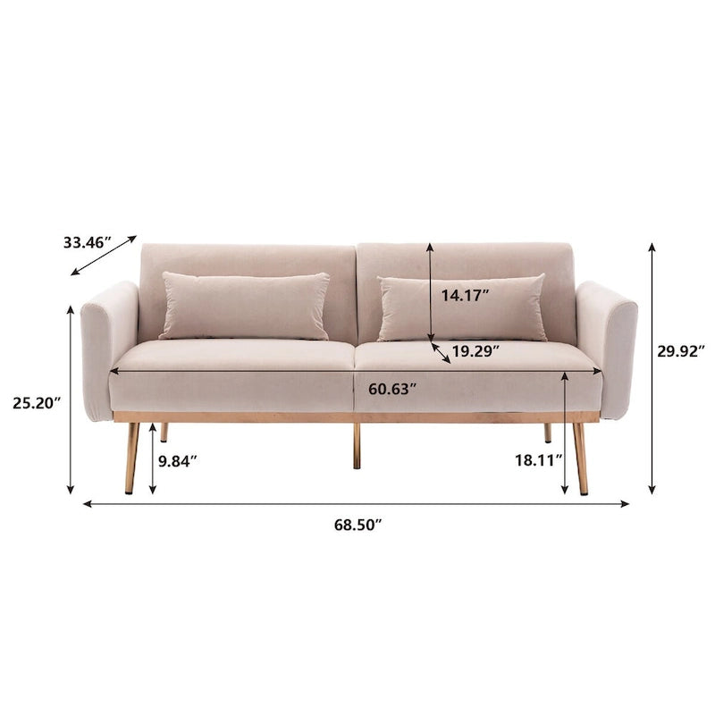 Schlafsofa mit Biscuit-Steppung und Matratze