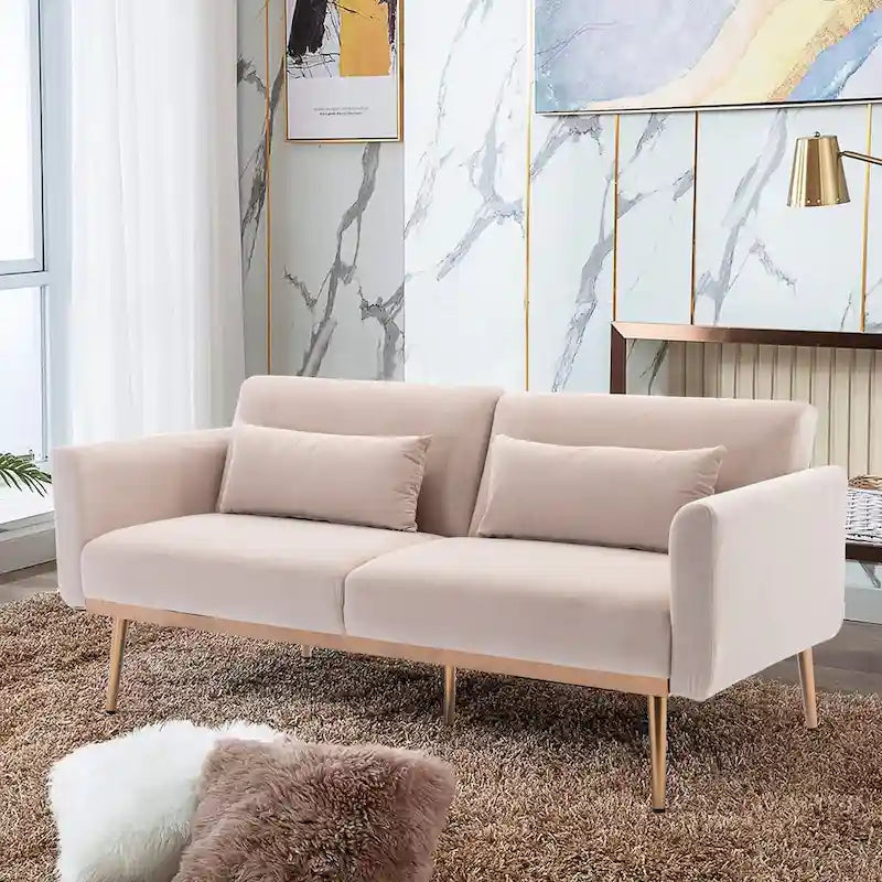 Schlafsofa mit Biscuit-Steppung und Matratze