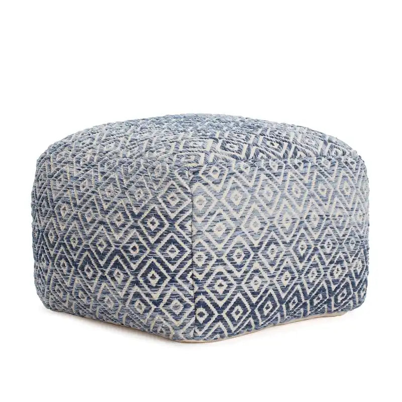 22-inch Brown Square Pouf Ottoman - Handmade Footrest for Living Room, Bedroom, Nursery, Kidsroom