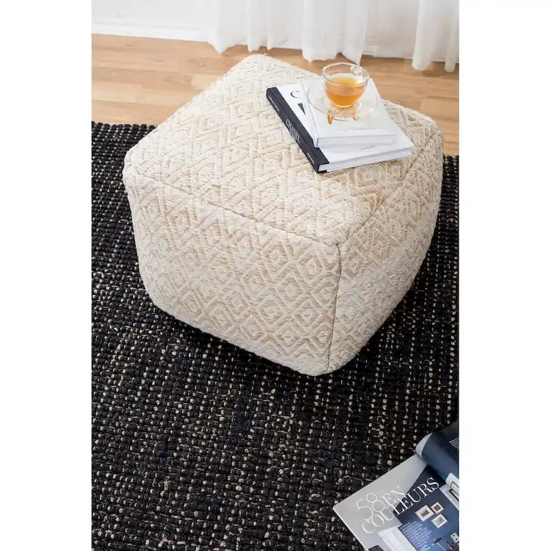 Pouf carré marron de 22 pouces - repose-pieds fait main pour salon, chambre, nurserie ou chambre d'enfant