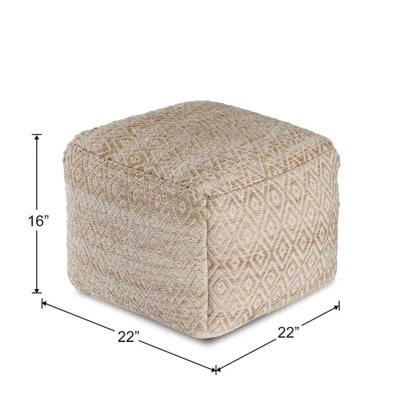 Pouf carré marron de 22 pouces - repose-pieds fait main pour salon, chambre, nurserie ou chambre d'enfant