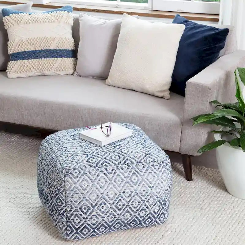 Pouf carré marron de 22 pouces - repose-pieds fait main pour salon, chambre, nurserie ou chambre d'enfant