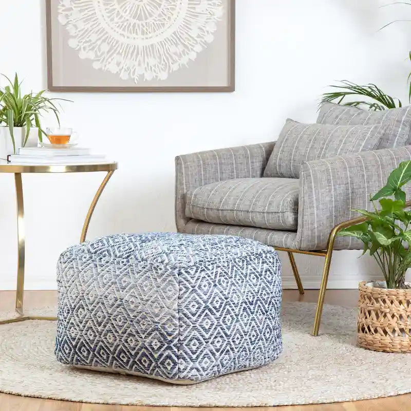 Pouf carré marron de 22 pouces - repose-pieds fait main pour salon, chambre, nurserie ou chambre d'enfant