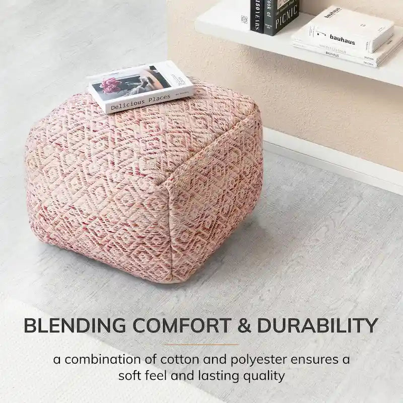 Pouf carré marron de 22 pouces - repose-pieds fait main pour salon, chambre, nurserie ou chambre d'enfant