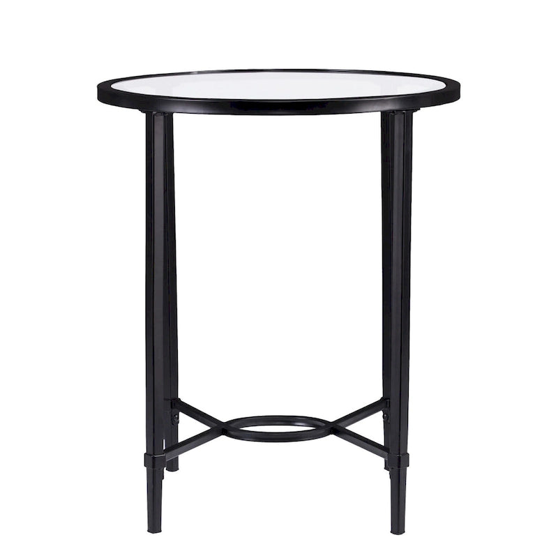 25 tables d’appoint ovales noires et en verre transparent - 25x21x24.75
