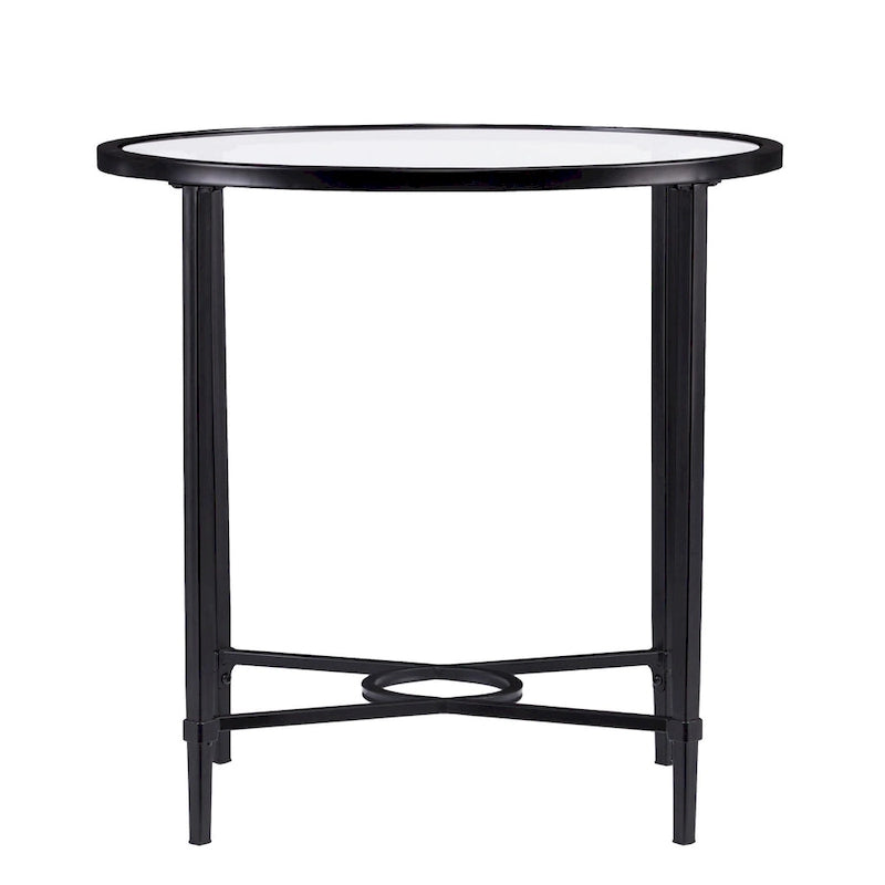 25 tables d’appoint ovales noires et en verre transparent - 25x21x24.75
