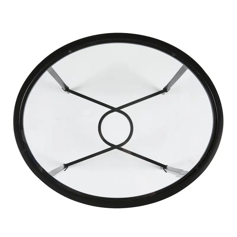 25 Black And Clear Glass Oval End Table - 25x21x24.75