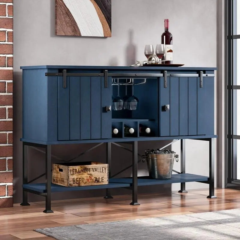 132,1 cm Weinschrank mit Scheunentor und verstellbaren Ablagen - 52 W x 38 D x 15.5 H