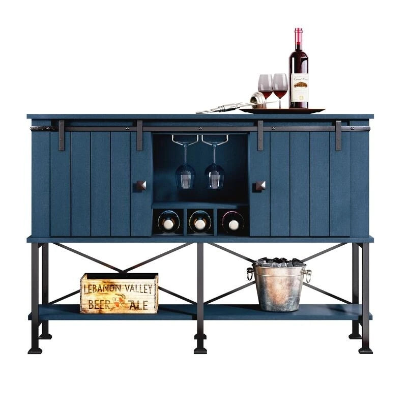 132,1 cm Weinschrank mit Scheunentor und verstellbaren Ablagen - 52 W x 38 D x 15.5 H