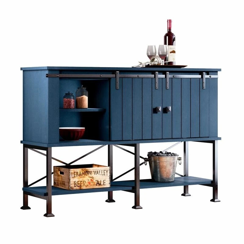 132,1 cm Weinschrank mit Scheunentor und verstellbaren Ablagen - 52 W x 38 D x 15.5 H