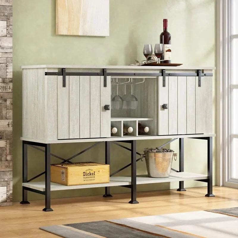 132,1 cm Weinschrank mit Scheunentor und verstellbaren Ablagen - 52 W x 38 D x 15.5 H