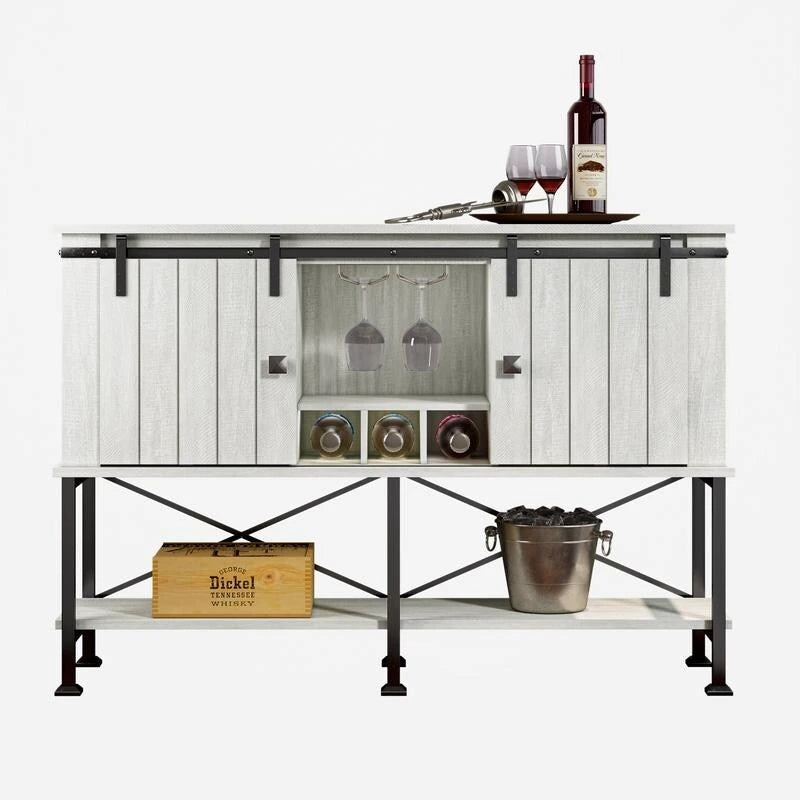 132,1 cm Weinschrank mit Scheunentor und verstellbaren Ablagen - 52 W x 38 D x 15.5 H