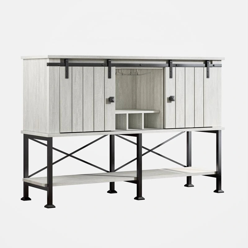 132,1 cm Weinschrank mit Scheunentor und verstellbaren Ablagen - 52 W x 38 D x 15.5 H