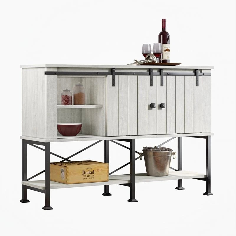 132,1 cm Weinschrank mit Scheunentor und verstellbaren Ablagen - 52 W x 38 D x 15.5 H