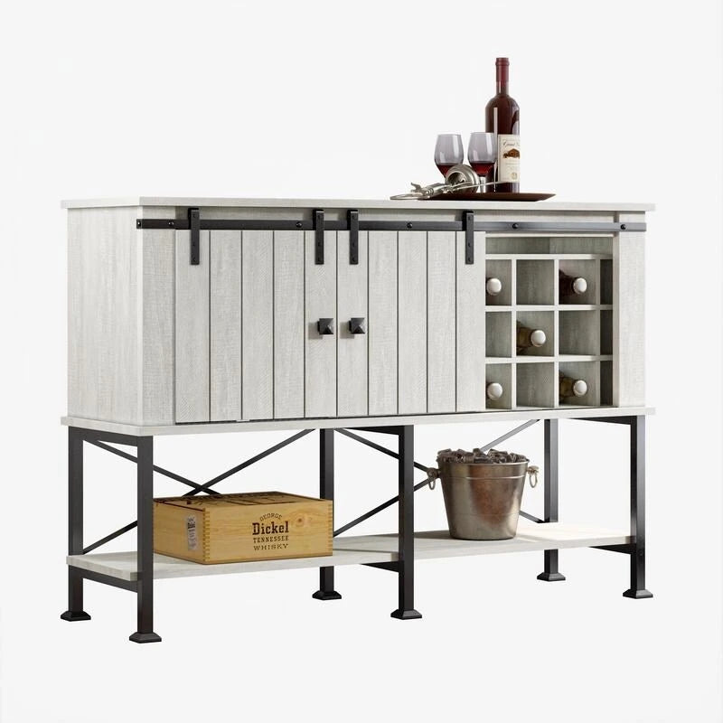 132,1 cm Weinschrank mit Scheunentor und verstellbaren Ablagen - 52 W x 38 D x 15.5 H