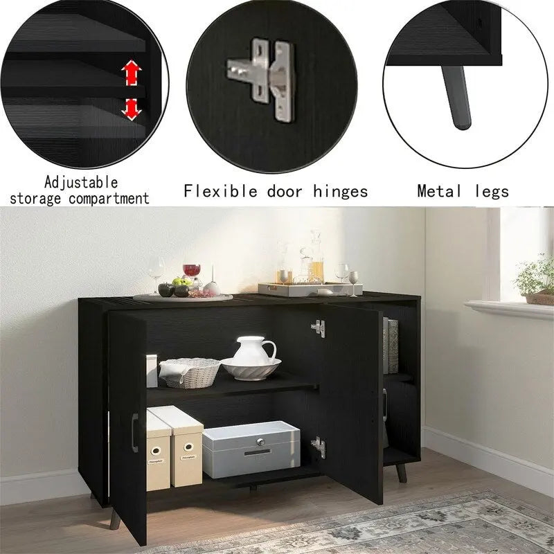 Kitchen Sideboard with 2 Door 2 Shelves - 15D x 41.7W x 32.6H