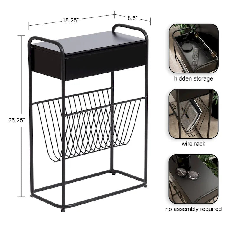 Narrow Side Table - 19x9x26