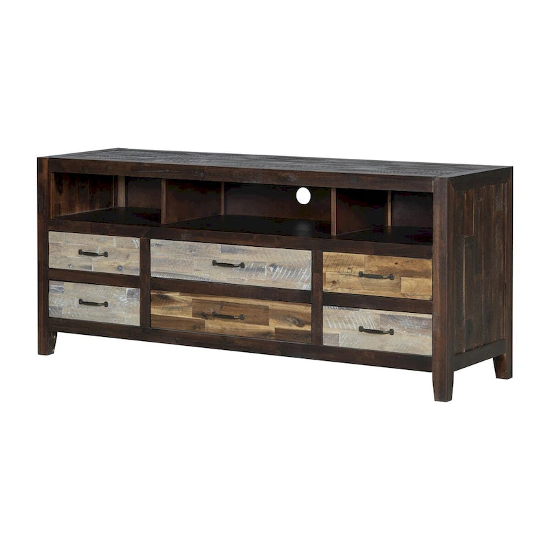 Retro Distressed Wooden TV Stand for TVs up to 65 Inches, Entertainment Center Media Console with 6 Drawers and 3 Shelves