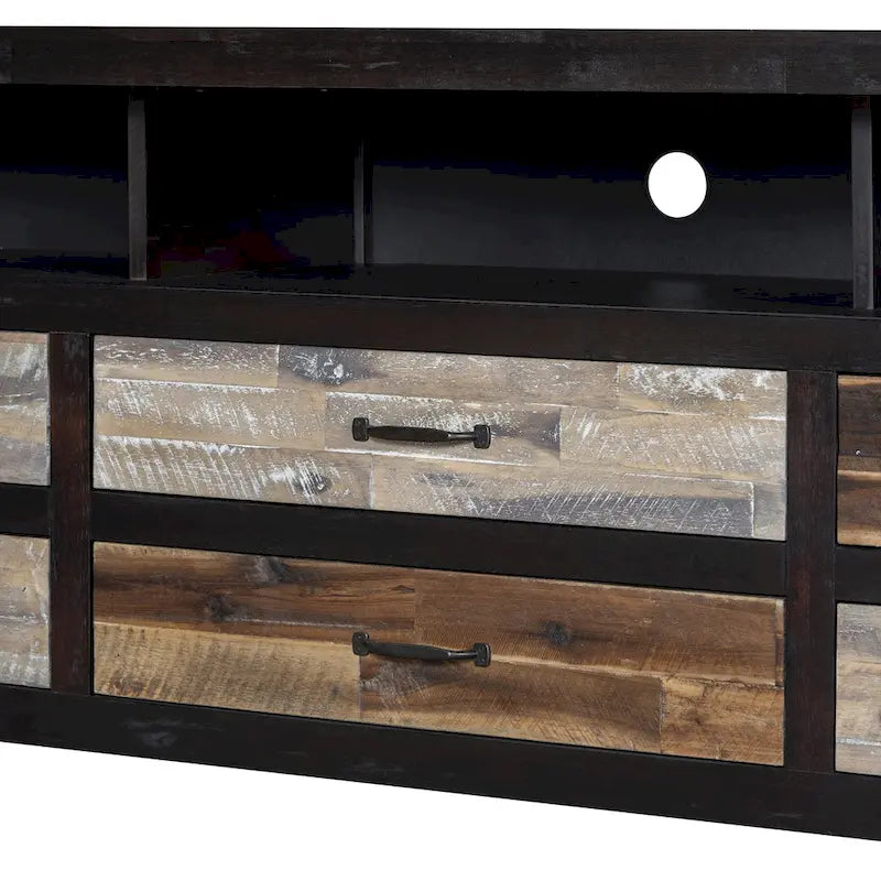 Retro Distressed Wooden TV Stand for TVs up to 65 Inches, Entertainment Center Media Console with 6 Drawers and 3 Shelves