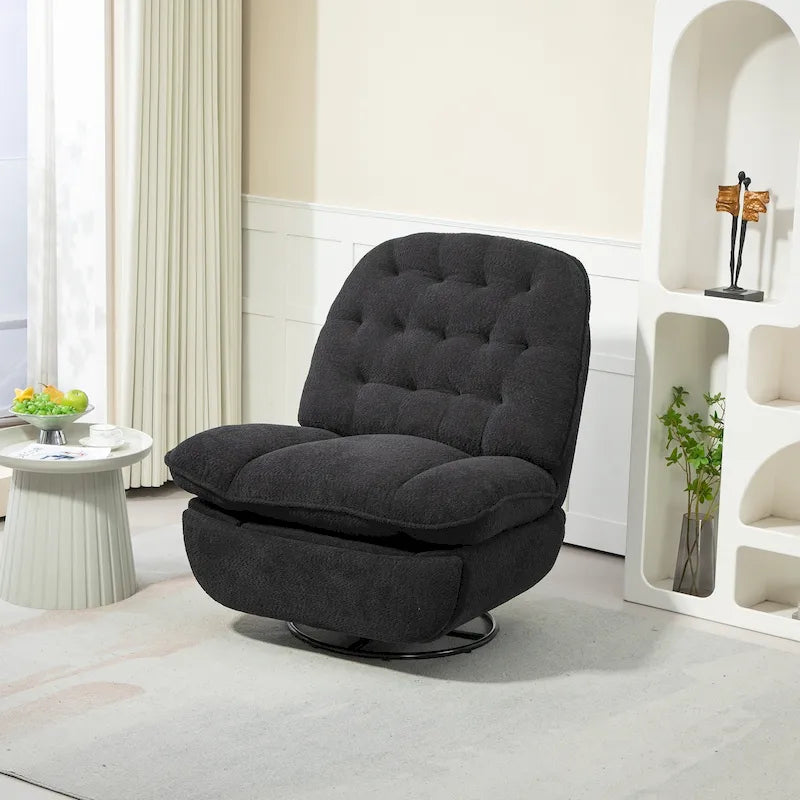 Modern Chenille 360-Degree Swivel Recliner, Set of 1