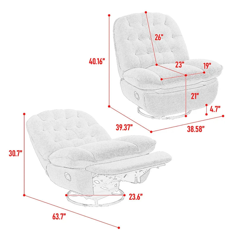 Moderner Chenille-Relaxsessel mit 360-Grad-Drehfunktion, Set aus 1