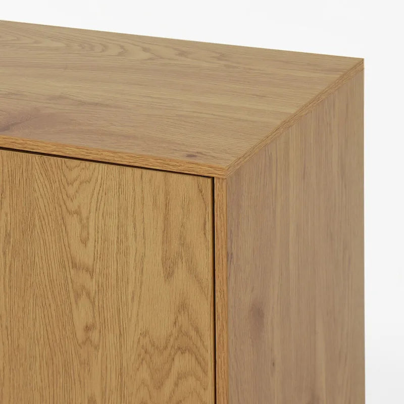 Armoire de rangement avec 3 tiroirs et étagère réglable, armoire du milieu du siècle avec porte, armoire d’appoint, couleur bois naturel
