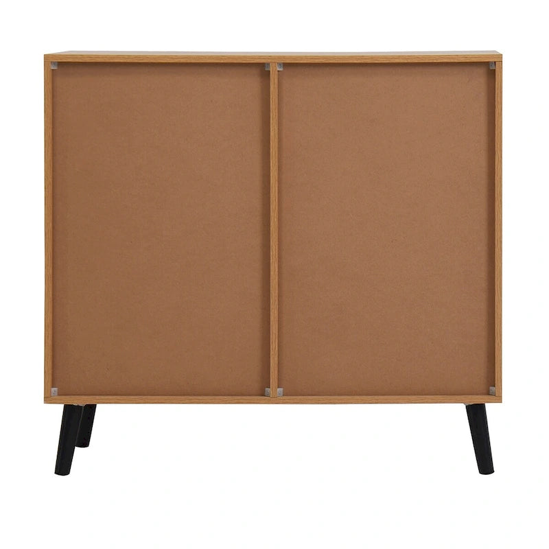 Armoire de rangement avec 3 tiroirs et étagère réglable, armoire du milieu du siècle avec porte, armoire d’appoint, couleur bois naturel