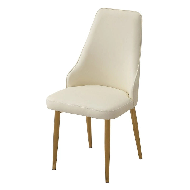 Chaise de salle à manger en similicuir PU blanc avec pieds en métal robustes pour salon, salle à manger et salle de réception (lot de 2)