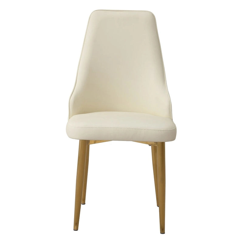 Chaise de salle à manger en similicuir PU blanc avec pieds en métal robustes pour salon, salle à manger et salle de réception (lot de 2)